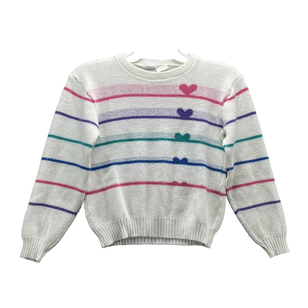 Vintage Kosugi Sweater Youth Girls‎ 14 Stripe Heart Academia Preppy 90 Chic Cute